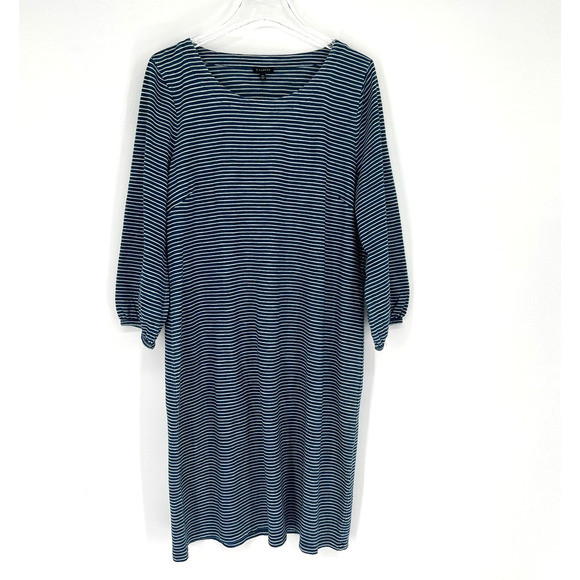 Talbots Dress Womens XL Blue Striped Coastal Classic Capsule Basic Relaxed - Picture 1 of 8